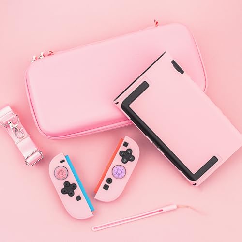 FANPL Case bundle for Nintendo Switch 2 Accessories, Carrying Cover for Switch 2 and JoyCon Controller with Hard Protective Skin and Screen protector, 4 Thumb Grips, Shoulder Strap (Sakura Pink) - Image 2