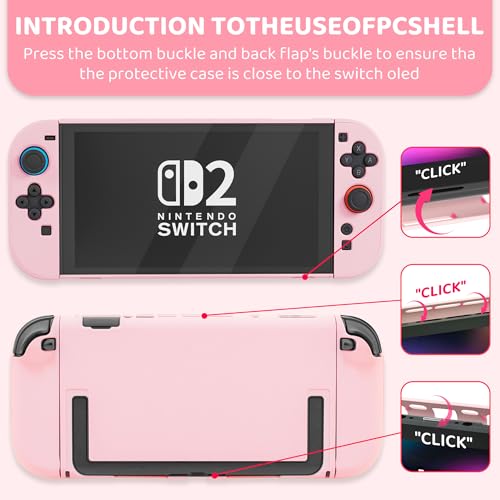 FANPL Case bundle for Nintendo Switch 2 Accessories, Carrying Cover for Switch 2 and JoyCon Controller with Hard Protective Skin and Screen protector, 4 Thumb Grips, Shoulder Strap (Sakura Pink) - Image 4
