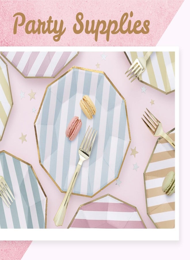 Confettiville أطباق ورقية للحفلات، عبوة من 50 طبقًا ورقيًا مزخرفًا للاستخدام مرة واحدة، مقاس 9 بوصات، مزينة بحواف ذهبية على شكل عشرة أشكال، 6 ألوان متنوعة لحفلات الشاي، وعيد الفصح، وحفلات الحدائق، وحفلات توديع العزوبية، بخطوط باستيلية ذهبية. - Image 3