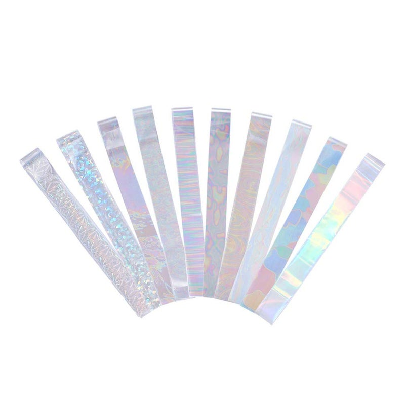 WOKOTO 10 Rolls White Pearl Color Holographic Nail Art Foil Transfer Roll Set Mix-Pattern Stickers Nails Transfer Decals Wraps Kit(1.0inchs*39.4inchs / 2.5cm*100cm) - Image 5