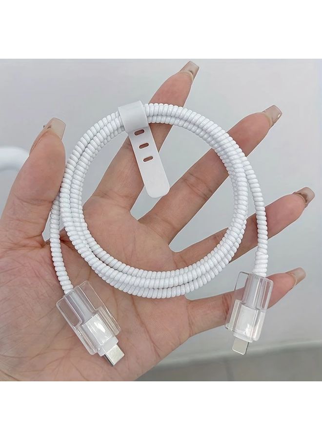 White 4 Pack Phone Charger Cable Protectors Durable ABS TPU Flexible Protection - Image 1