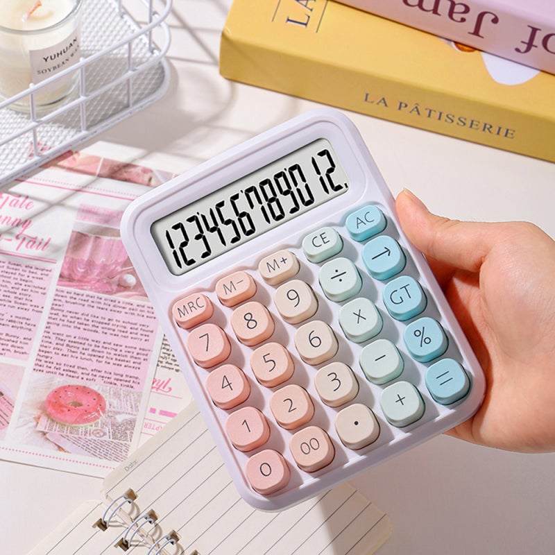 Pink Calculator: 12-Digit Display Large Round Keys Mechanical Calculator - Tactile Response Small Calculator for Office, Accounting, Student Use - Image 5