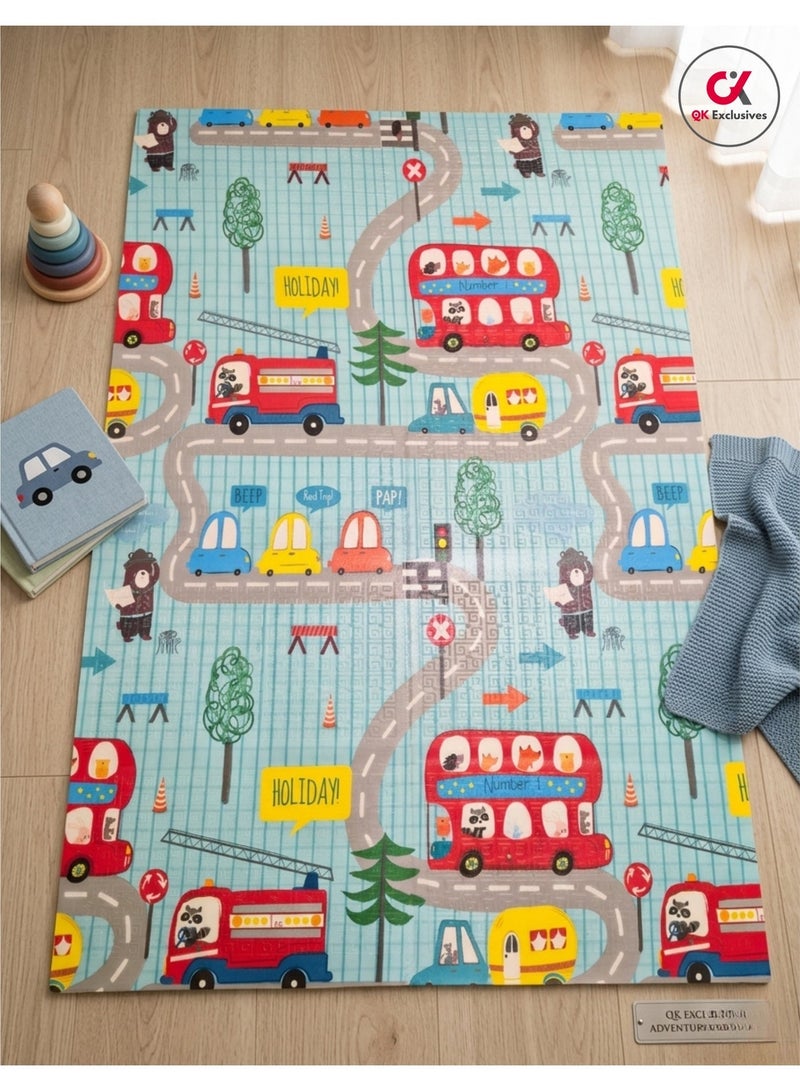 QK Exclusives -Baby Play Mat, 1.2M*1.8M*8MM -Kids Play mat- Double-Sided Baby Play Mat for Floor Play, Extra Thick Crawling Mat for Floor, Waterproof Activity Playmats for Babies, Infants, Play & Tummy Time and Reversible Large Soft for Toddler - Assorted design - Image 2