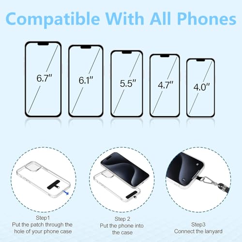 BowieMall Adjustable Nylon Lanyard - Universal Neck and Wrist Strap With 2pcs Tether Pads Compatible With Most Mobile Phones (Black, Not Includes Case) - Image 3