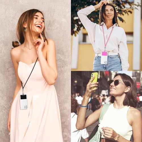 BowieMall Adjustable Nylon Lanyard - Universal Neck and Wrist Strap With 2pcs Tether Pads Compatible With Most Mobile Phones (Black, Not Includes Case) - Image 5