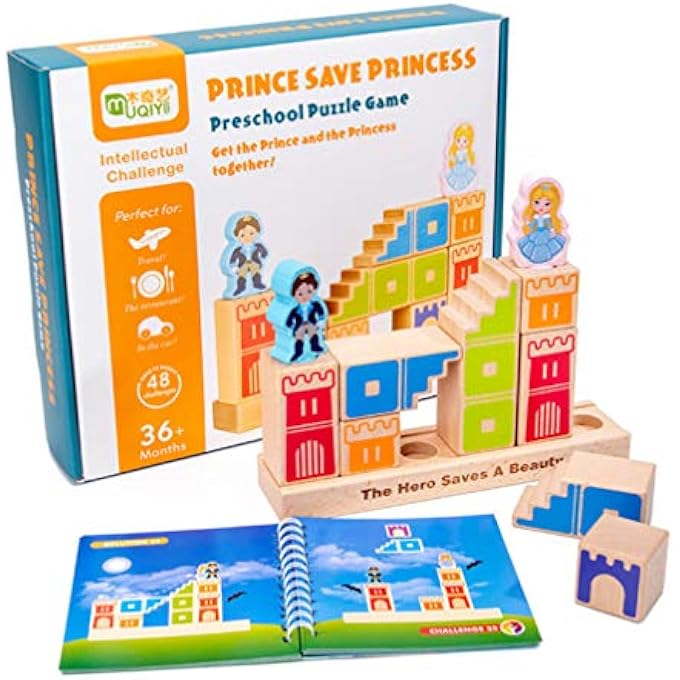 PRINCESS PUZZLE BLOCKS WOODEN BLOCK TOYS WOODEN BUILDING BLOCKS SET PRINCE SAVES PRINCESS FOR KIDS CONSTRUCTION EDUCATION TOYS - Image 2