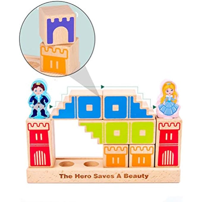 PRINCESS PUZZLE BLOCKS WOODEN BLOCK TOYS WOODEN BUILDING BLOCKS SET PRINCE SAVES PRINCESS FOR KIDS CONSTRUCTION EDUCATION TOYS - Image 4