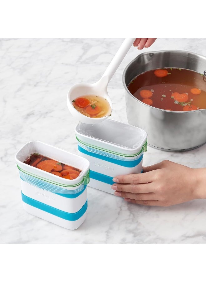 YouCopia - YouCopia FreezeUp Freezer Food Block Maker, 2 Cup, 2-Pack, Meal Prep Bag Container to Freeze Leftovers and Soup - Image 1