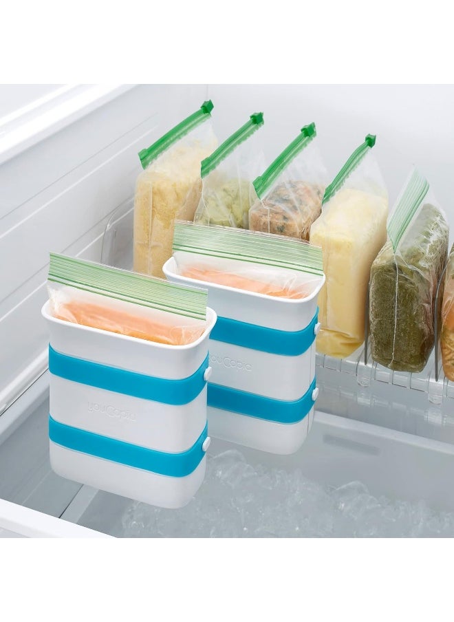 YouCopia - YouCopia FreezeUp Freezer Food Block Maker, 2 Cup, 2-Pack, Meal Prep Bag Container to Freeze Leftovers and Soup - Image 1