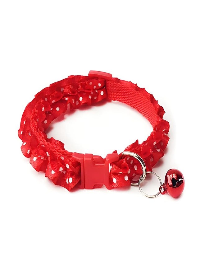 WeimoMonkey XS Dog Collar with Bells, Puppy Collar Girl Dog Bell Collar Lace Adjustable for XXS Xs Small Pet Dogs Cats Animal Litter TinyKitten Female, XSmall, Pink+Red - Image 3