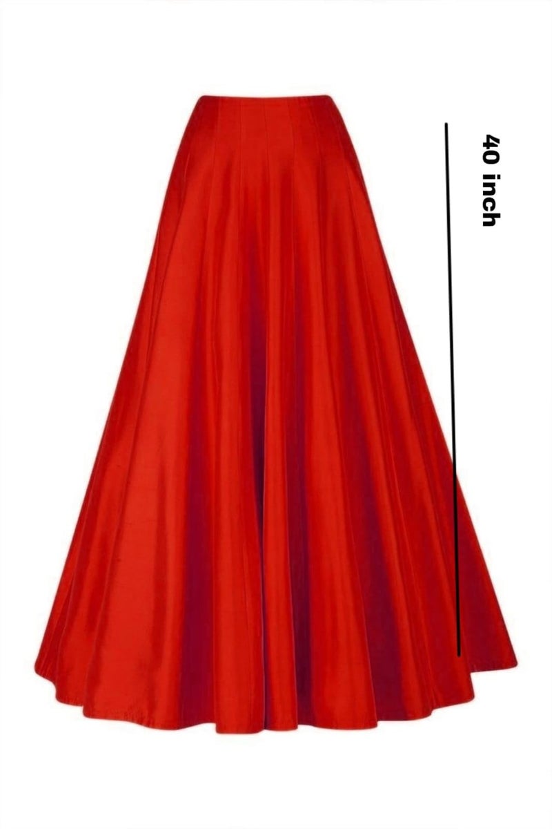JANAK Silk Fabric Long ghera Kali Pattern Skirt (Bright RED) - Image 2