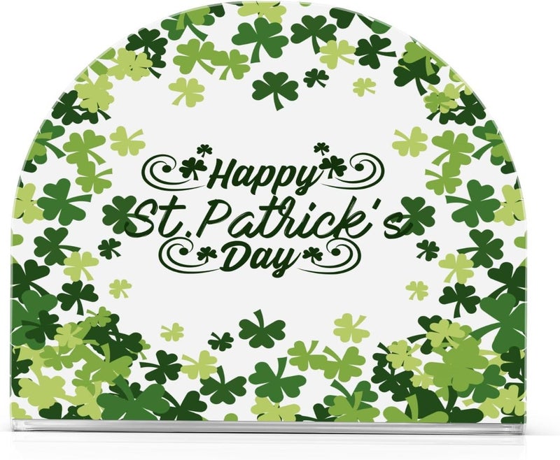 Bolaz Napkin Holder Happy St Patricks Day Green Crystal Clear Acrylic Napkin Holders Paper Napkin Holder Dining Table Dispenser for Kitchen Restaurant Home Decor Bar Accessories - Image 2