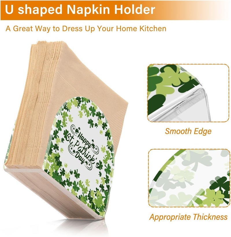 Bolaz Napkin Holder Happy St Patricks Day Green Crystal Clear Acrylic Napkin Holders Paper Napkin Holder Dining Table Dispenser for Kitchen Restaurant Home Decor Bar Accessories - Image 4