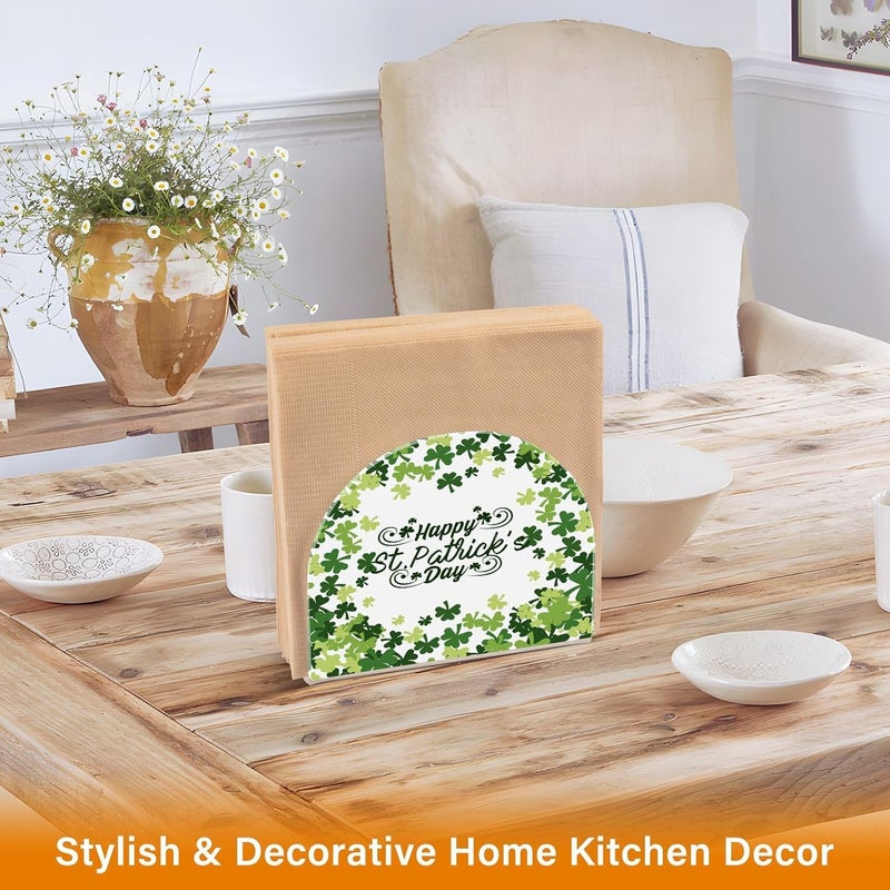Bolaz Napkin Holder Happy St Patricks Day Green Crystal Clear Acrylic Napkin Holders Paper Napkin Holder Dining Table Dispenser for Kitchen Restaurant Home Decor Bar Accessories - Image 5