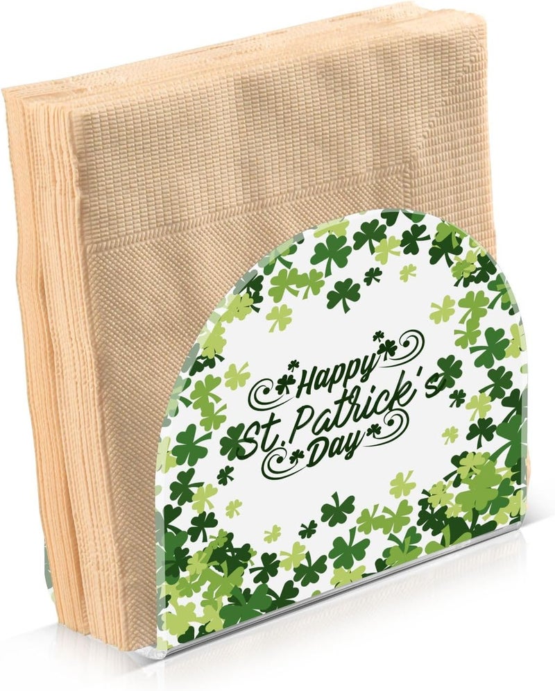 Bolaz Napkin Holder Happy St Patricks Day Green Crystal Clear Acrylic Napkin Holders Paper Napkin Holder Dining Table Dispenser for Kitchen Restaurant Home Decor Bar Accessories - Image 1