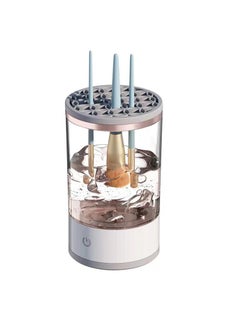 General Electric Makeup Brush Cleaner, Fast Makeup Brush Cleaner Machine with Makeup Brush Cleaning Mat, Beauty Blender Cleaners for All Size Makeup Brush, Great Gift for Makeup Friends (White)  - Image 1