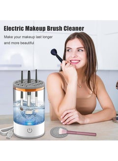 General Electric Makeup Brush Cleaner, Fast Makeup Brush Cleaner Machine with Makeup Brush Cleaning Mat, Beauty Blender Cleaners for All Size Makeup Brush, Great Gift for Makeup Friends (White)  - Image 2