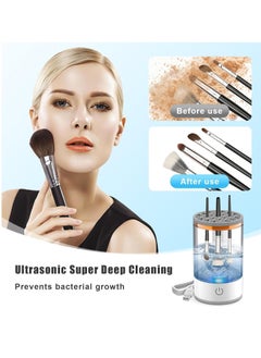 General Electric Makeup Brush Cleaner, Fast Makeup Brush Cleaner Machine with Makeup Brush Cleaning Mat, Beauty Blender Cleaners for All Size Makeup Brush, Great Gift for Makeup Friends (White)  - Image 3