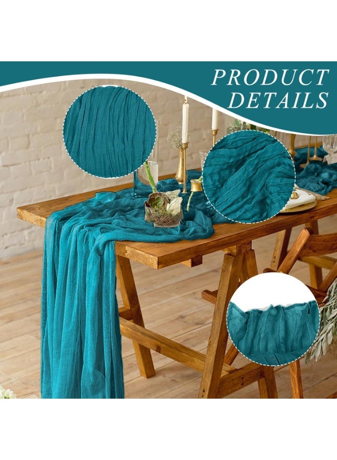 JEEJPV Cheesecloth Table Runner, 90 x 400 cm Boho Gauze Table Decor, Translucent Tablecloth for Wedding Reception Bridal Shower Party Decoration Table Centerpiece - Image 3
