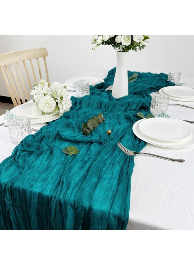 JEEJPV Cheesecloth Table Runner, 90 x 400 cm Boho Gauze Table Decor, Translucent Tablecloth for Wedding Reception Bridal Shower Party Decoration Table Centerpiece - Image 4