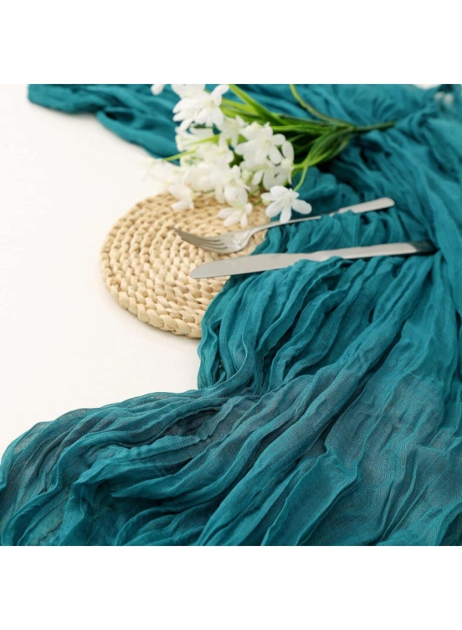 JEEJPV Cheesecloth Table Runner, 90 x 400 cm Boho Gauze Table Decor, Translucent Tablecloth for Wedding Reception Bridal Shower Party Decoration Table Centerpiece - Image 5