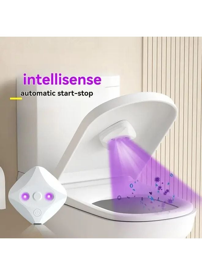 White UVC Smart Toilet Cleaner Portable USB Rechargeable LED Light With Purifier - Image 1