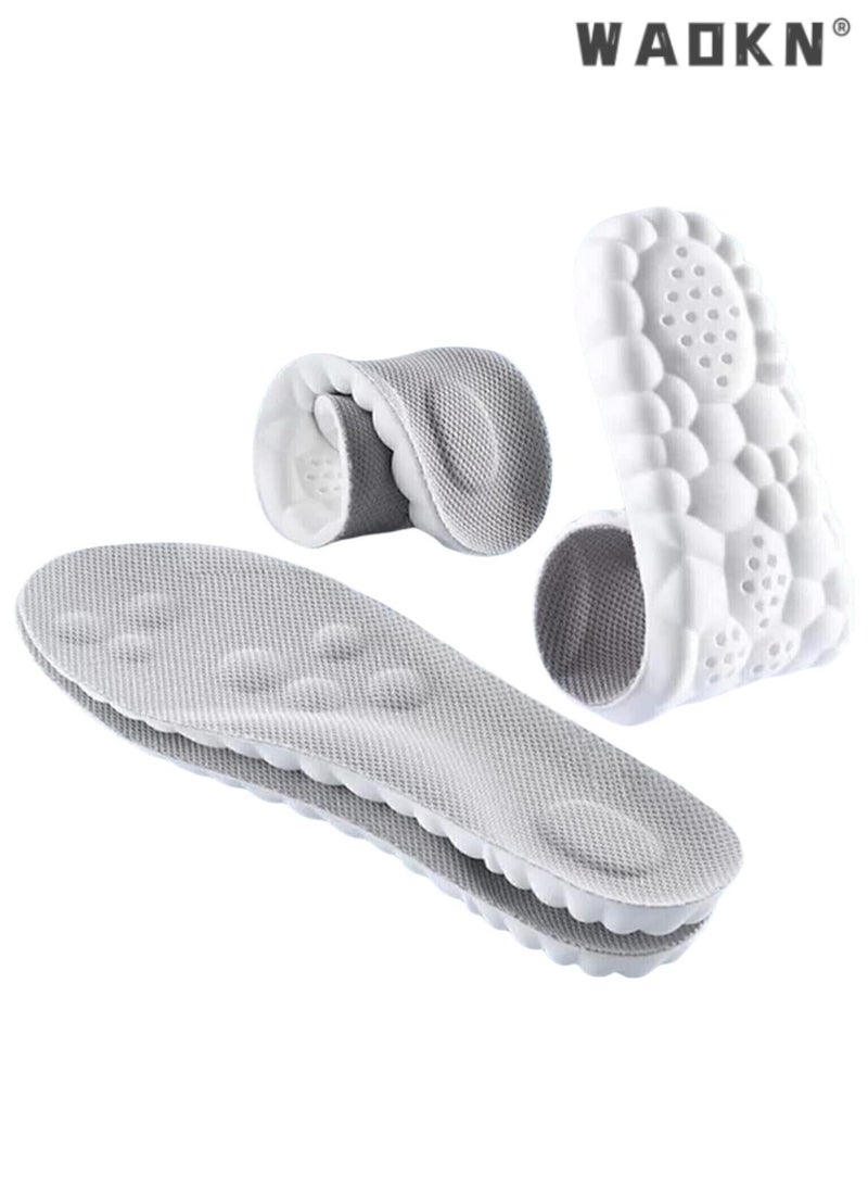 WAOKN 2 Pairs Memory Foam Insoles with Arch Support - Comfortable Shoe Inserts for Women and Men - Breathable and Shock Absorbing - Ideal for Trainers, Sports Shoes, Work Boots , Grey - Image 1