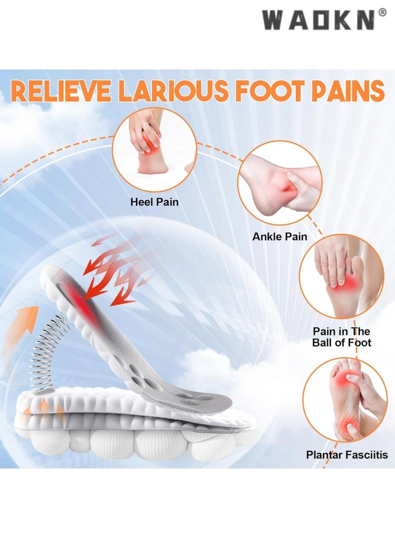 WAOKN 2 Pairs Memory Foam Insoles with Arch Support - Comfortable Shoe Inserts for Women and Men - Breathable and Shock Absorbing - Ideal for Trainers, Sports Shoes, Work Boots , Grey - Image 3
