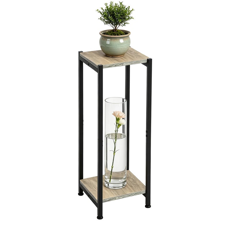Dipion Tall Plant Stand Indoor31 Inch Plant Stands2 Tier Metal Plant Stand with Heavy Duty WoodGreige and Black - Image 2