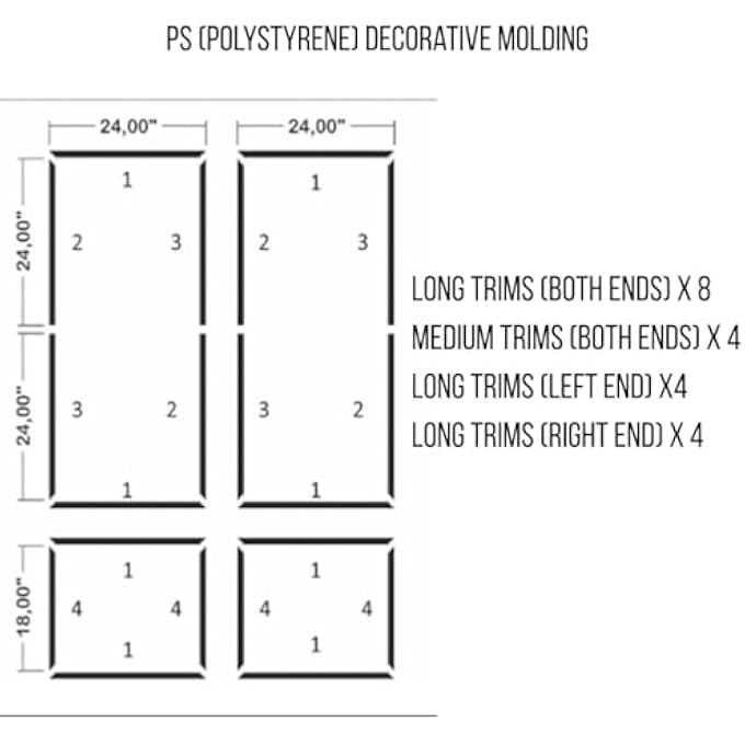 PEEL AND STICK WALL MOULDING KIT  PRECUT 6 WALL TRIM FRAME SET | SELF-ADHESIVE DECORATIVE ACCENT WALL TRIM PANELS | DIY WAINSCOTING FOR WALLS, HALLWAYS & LIVING ROOM MAKEOVER (CLASSIC WHITE) - Image 3