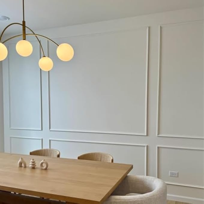 PEEL AND STICK WALL MOULDING KIT  PRECUT 6 WALL TRIM FRAME SET | SELF-ADHESIVE DECORATIVE ACCENT WALL TRIM PANELS | DIY WAINSCOTING FOR WALLS, HALLWAYS & LIVING ROOM MAKEOVER (CLASSIC WHITE) - Image 2