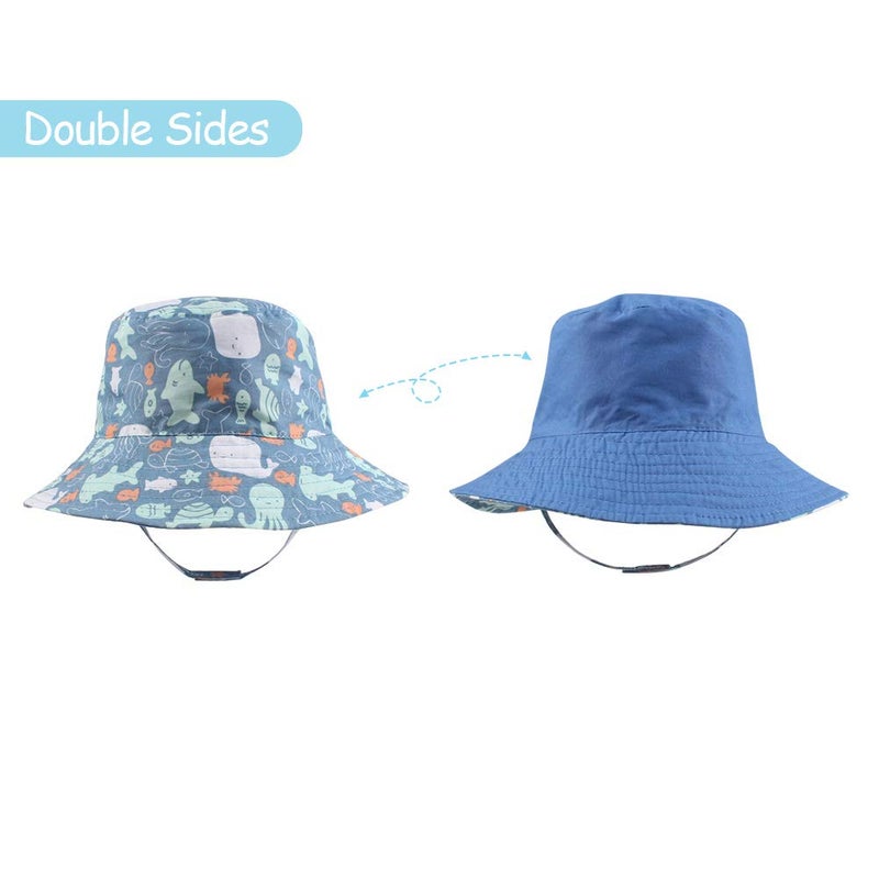 XIAOHAWANG Baby Boy Bucket Toddler Kids Sun Hat UPF 50+ Wide Brim Outdoor Beach Caps Play hat (Octopus, XS(3-6 Months)) - Image 3