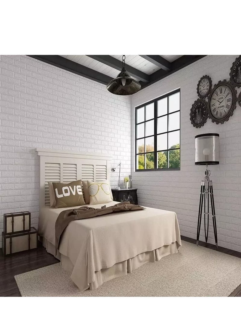 LINGWEI 3D Brick Wall Sticker For Living room Bed room TV wall White 70x77cm 20pcs - Image 4