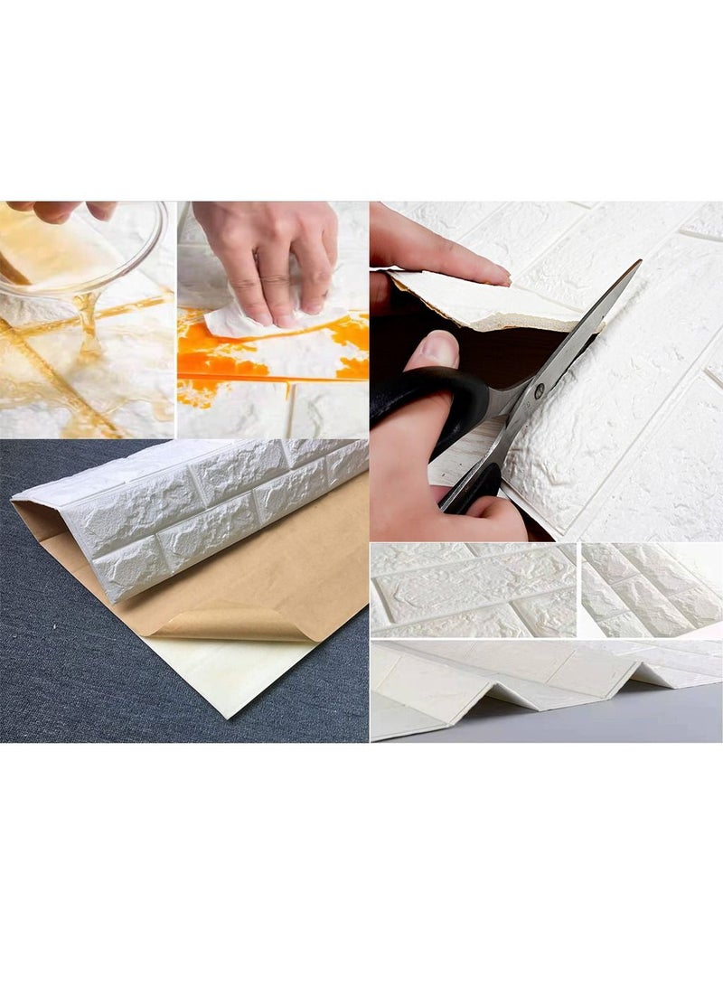 LINGWEI 3D Brick Wall Sticker For Living room Bed room TV wall White 70x77cm 20pcs - Image 5