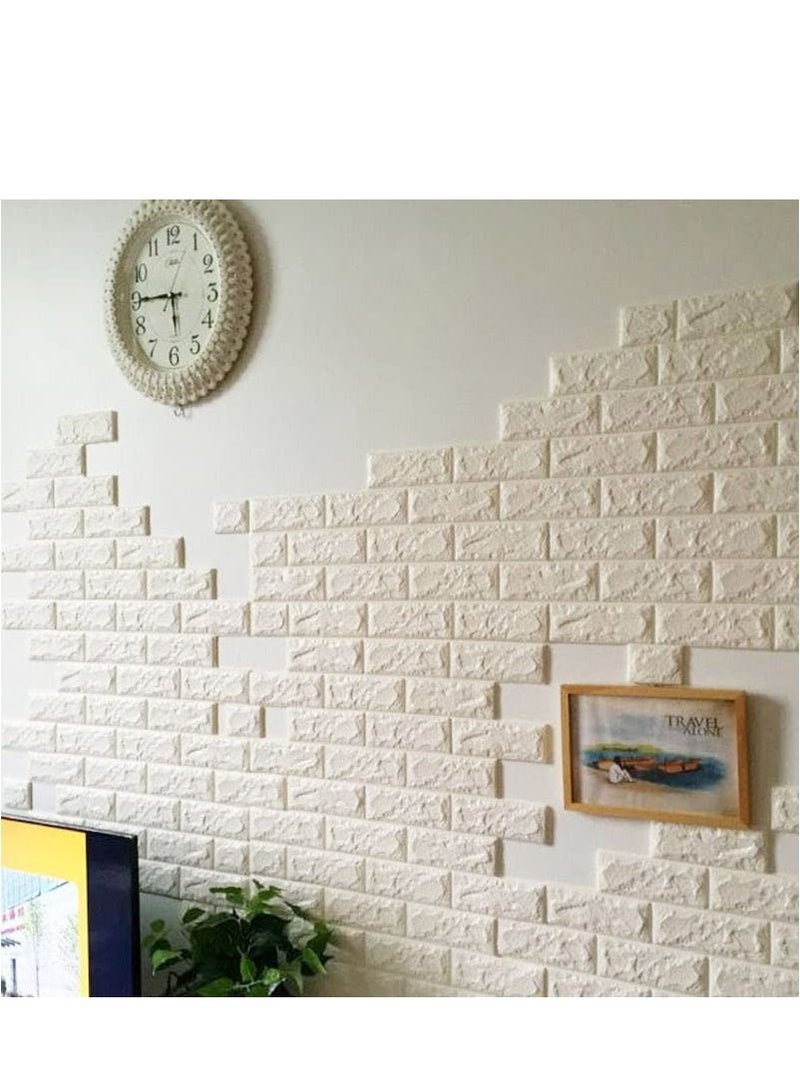 LINGWEI 3D Brick Wall Sticker For Living room Bed room TV wall White 70x77cm 20pcs - Image 3