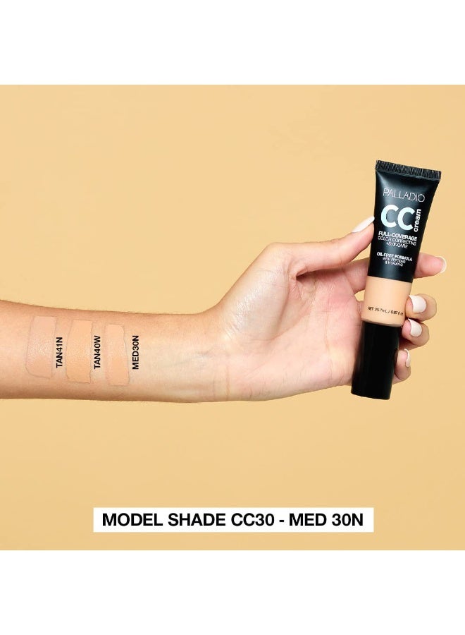 بالاديو كريم CC مصحح اللون بتركيبة تغطية كاملة – خالٍ من الزيوت مع الببتيدات وفيتامين C – لتصحيح الاحمرار وتوحيد لون البشرة – تغطية قابلة للبناء – ميديوم 30N - Image 4