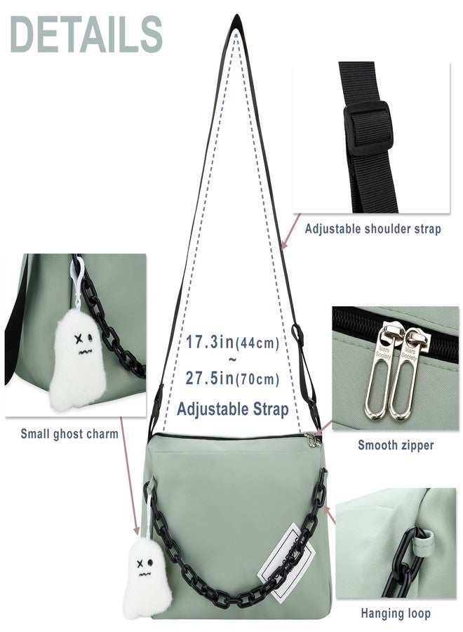 DOB SECHS Crossbody Purse Bag for Women Small Shoulder Hobo Bag Messenger Bag with Kawaii Pins and Pendent (Green - L) - Image 3