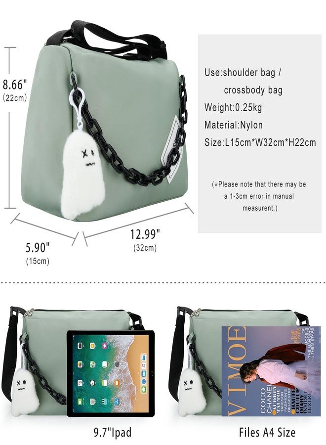DOB SECHS Crossbody Purse Bag for Women Small Shoulder Hobo Bag Messenger Bag with Kawaii Pins and Pendent (Green - L) - Image 2