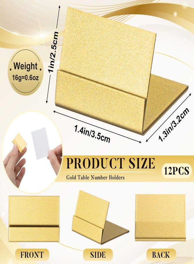 Yaocom 12 Pcs Table Number Holders Metal Place Card Holders Vintage Table Number Stands Small Name Card Display Stand for Wedding Christmas Memo Reception Photo Picture Tags Party Restaurant (Gold) - Image 2
