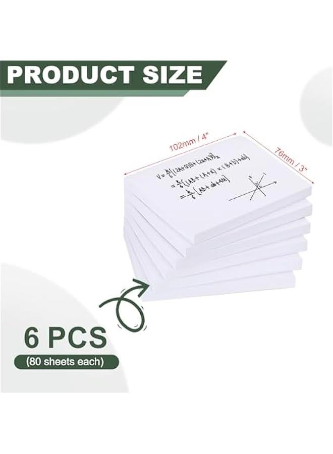 Arabest White Blank Sticky Notes 3 x 4 Inch, 6 Sheets of Self-Stick Note Pads with Strong Sticking Power for Home Office Classroom Books Papers Notebook  - Image 2