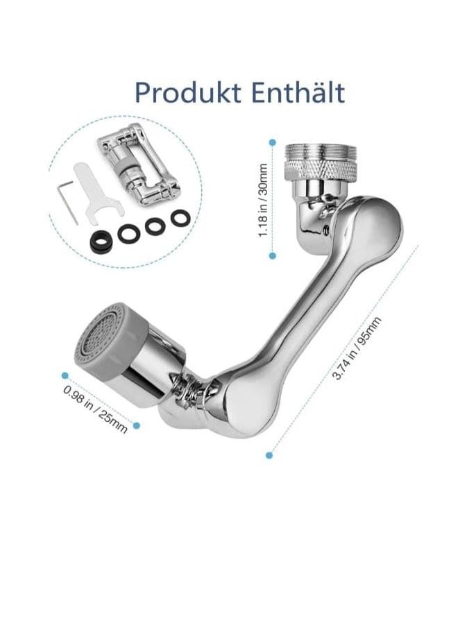 360 Degree Swivel Faucet Nozzle with Adapter Kit - Water Saving Aerator, Dual Spray Mode, Easy Installation (Includes Teflon Tape and Washers) 