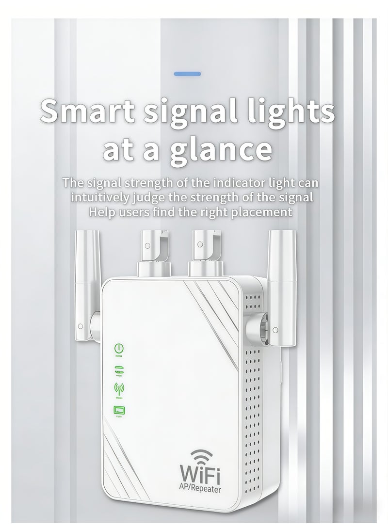 300Mbps Wireless WiFi Repeater, 2.4G Single Band Wireless WiFi Range Extender, 4 Antenna Wireless Signal Booster, Router Extender, Plug And Play - White - Image 5