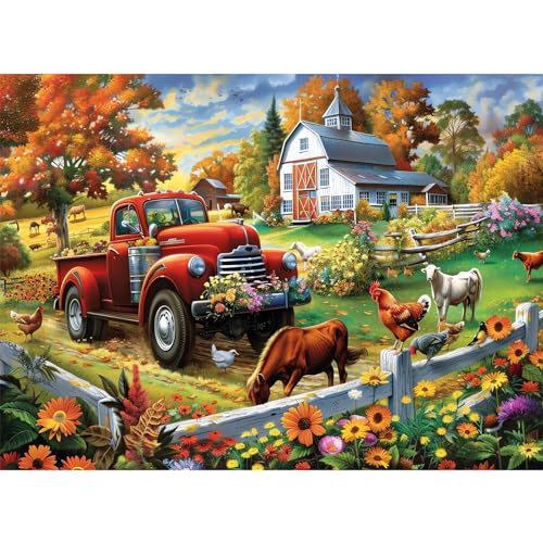 Edsjegn 300 Pieces Jigsaw Puzzle for AdultsCountry Life Puzzle 300 Pieces Highlights the Agricultural Life and Rural Beauty ThickSturdy Pieces Challenging Family Activity Great Gift Idea205 x 15 in - Image 1