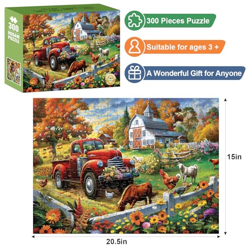 Edsjegn 300 Pieces Jigsaw Puzzle for AdultsCountry Life Puzzle 300 Pieces Highlights the Agricultural Life and Rural Beauty ThickSturdy Pieces Challenging Family Activity Great Gift Idea205 x 15 in - Image 5