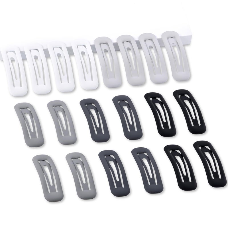 Cptots 20 PCS Small Rectangle Hair Barrettes For Women Non Slips Snap Clips For Thin Fine Hair,Matte Black Gray White,1.97 x 0.55Inch - Image 1