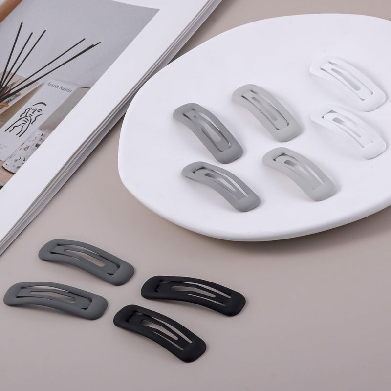 Cptots 20 PCS Small Rectangle Hair Barrettes For Women Non Slips Snap Clips For Thin Fine Hair,Matte Black Gray White,1.97 x 0.55Inch - Image 3