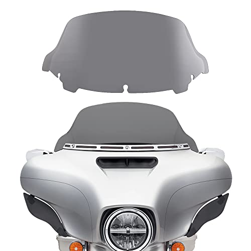 WYNMOTO 10.5" Smoke Wave Windshield Windscreen Wind Splitter Compatible for 2014-2024 Harley Davidson Touring Street Glide Electra Glide 2014 2015 2016 2017 2018 2019 2020 2021 2022 2023 - Image 1