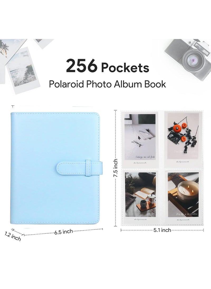 ZIKKON ZIKKON 256 Pockets Lock Photo Album Compatible with Fujifilm Instax Mini 12 11 90 70 50S 26 25 9 8S 8 7S Instant Camera Polaroid Snap SnapTouch PIC300 Z2300 Mint Zip Instant Camera Printer Blue  - Image 3
