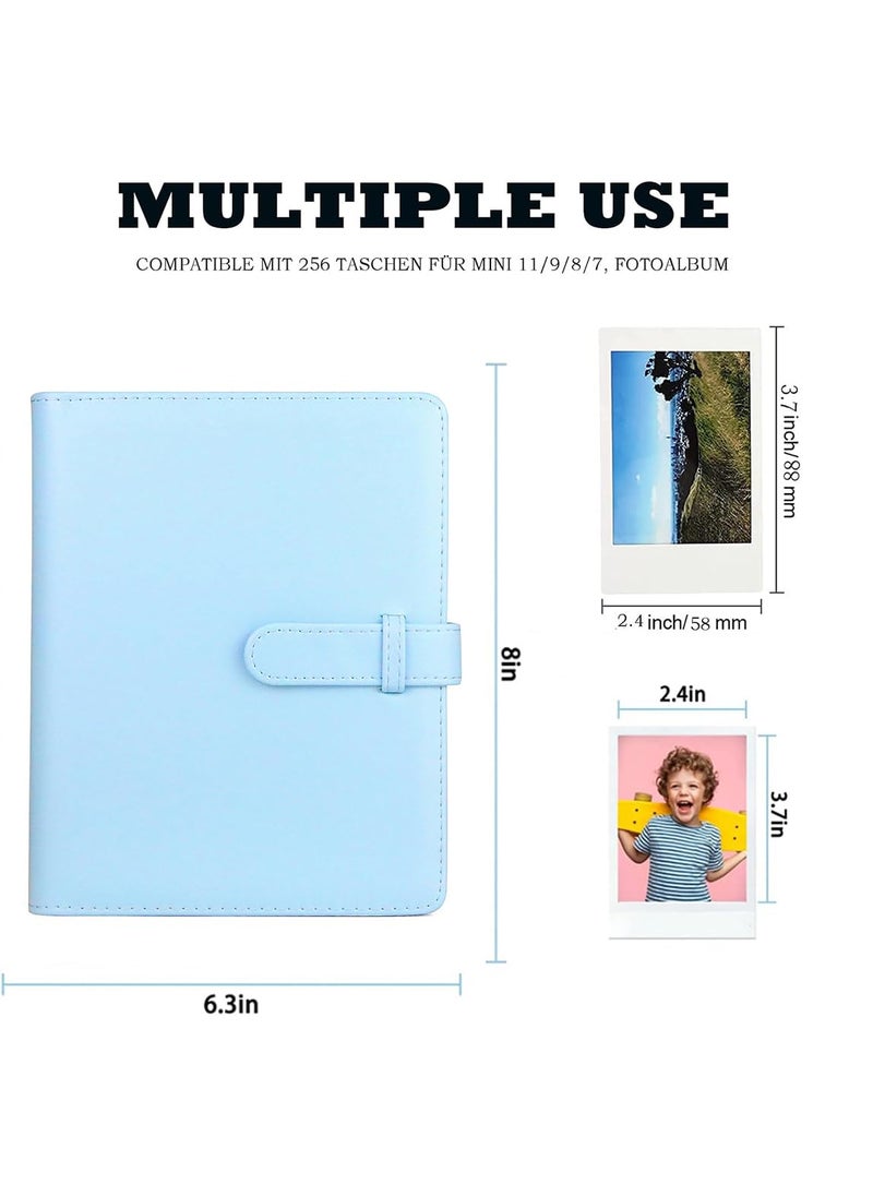 ZIKKON ZIKKON 256 Pockets Lock Photo Album Compatible with Fujifilm Instax Mini 12 11 90 70 50S 26 25 9 8S 8 7S Instant Camera Polaroid Snap SnapTouch PIC300 Z2300 Mint Zip Instant Camera Printer Blue  - Image 2