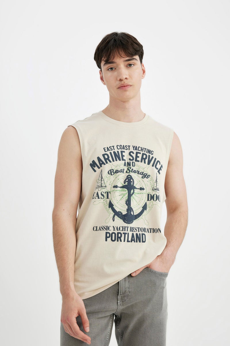 Man Regular Fit Printed Crew Neck T-Shirt